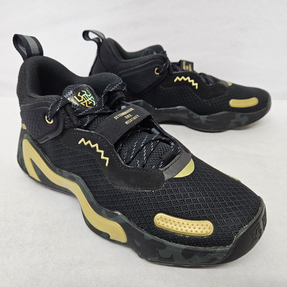 Adidas D.O.N. Issue 3 Basketball Shoes GY2844 Black Gold Metallic Kids' Size 6.5